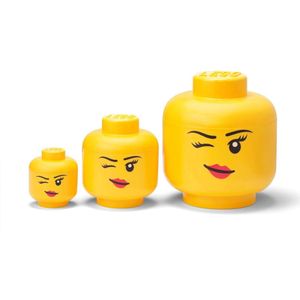 Lego - Opbergbox Hoofd Girl Set van 3 Stuks WebOnly Verpakking - Kunststof - Geel