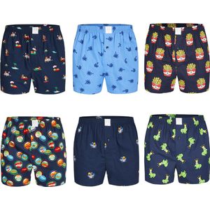 MG-1 Wijde Losse Boxershorts Heren 6-Pack Multipack D721 met Prints - Maat M