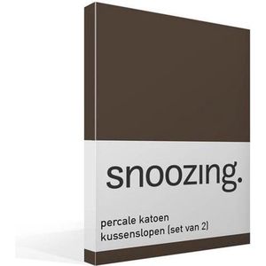 Snoozing - Kussenslopen - Set van 2 - Percale katoen - 60x70 cm - Bruin