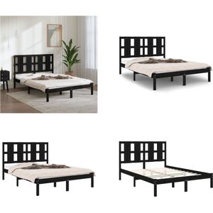 vidaXL Bedframe massief grenenhout zwart 120x200 cm - Bedframe - Bedframes - Bed - Bedbodem