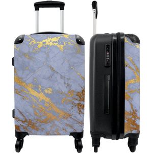 NoBoringSuitcases.com - Koffer - Marmer - Goud - Wit - Trolley koffer met TSA slot - Reiskoffer - 66 cm - 90 liter - 20 kg bagage - Hardcase koffer - TSA slot - Lichtgewicht - Valies
