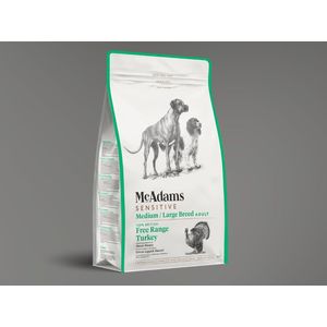 McAdams Grainfree Dog Adult Sensitive Medium/Large Breed Free Range Turkey 5 kg - Hond