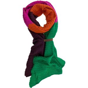 LOT83 Sjaal Fem - Vegan leren sluiting - Omslagdoek - Ronde sjaal - Groen, zwart, roze, oranje - 1 Size fits all