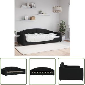 The Living Store Slaapbank - Bankbed - 223 x 100 x 75 cm - Zwart