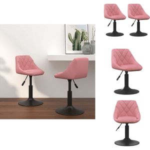 vidaXL Eetkamerstoel - Eetkamerstoelen - Keukenstoelen - Keukenstoel - Eetkamerstoelen draaibaar 2 st fluweel roze