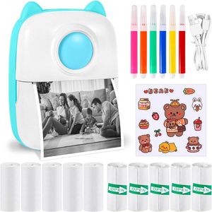 Zavira® Mini printer - Pocket printer - Mobiele fotoprinter - Bluetooth - Draagbaar - Blauw