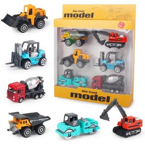 Realistische Bouw Collectie 6 stuks Collectie - Speelgoedwagens Bouw - Graafmachine - Bulldozer - Heftruck - Cementwagen - Kiepwagen - Speelgoed auto - wagen - Vrachtwagen