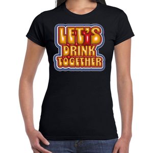 Bellatio Decorations Koningsdag shirt voor dames - let's drink together - zwart - feestkleding XXL