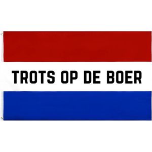 Vlag trots op de boer - Nederlandse vlag - No farmers no food - Polyester - rood - wit - blauw