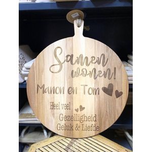 Creaties van Hier - Serveerplank - Samenwonen - Gepersonaliseerd Cadeau - Hout - 30 cm