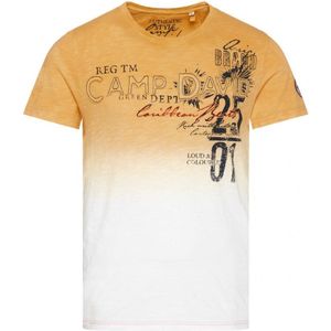 Camp David T-Shirt met kleurovergang en logo applicaties, Geel