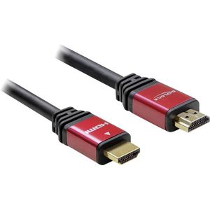 Delock 84333 HDMI-kabel HDMI Aansluitkabel HDMI-A-stekker, HDMI-A-stekker 2.00 m Rood/zwart Vergulde steekcontacten, Me