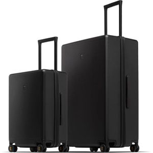 Reiskoffer - Set van 2 - 40L & 105L - Zeer Sterk, Duurzaam, Stevig - met TSA-slot & 360° Wielen - Microdiamanten Design - Kofferset - 54 x 23.5 x 37 cm & 76 x 30.5 x 50.5 cm - Handbagage - Koffer - Verstelbare Handgreep - 3-laags - Vakantie - Zwart