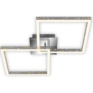 BRILONER - LASERCUT - LED plafondlamp glitter effect 3-voudig dimbaar draaibaar 18W memory functie alu-chroom