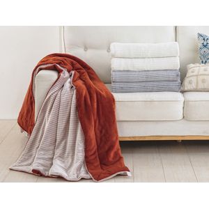 Luxe Fleece deken - Plaid 150x200cm - Triple Layer - Dubbelzijdig Terracotta