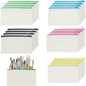 Ritszakje van leeg canvasMake-up tassen van canvasMultifunctionele etui van canvas cosmetische tassen voor reizen, ambacht en school
