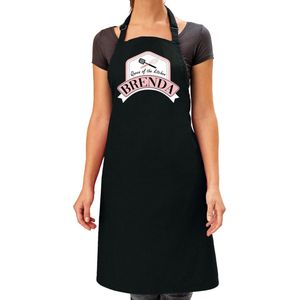 Naam cadeau Brenda - Queen of the kitchen schort zwart - keukenschort cadeau