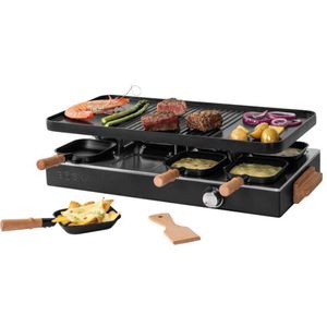 BOSKA Raclette Gourmet Party – Voor 8 Personen Beukenhout Staal – Gourmetstel