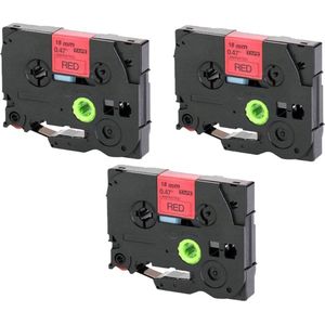 Label Tape Geschikt voor Brother TZe-441 | 18 mm x 8 m | Zwart op Rood - 3 stuks - Geschikt voor: 1280 1280CB 1280DT 1280VP 1290 1290DT 1290VP 2400 2400E 2420PC 2430PC 2430PC (black) 2450 2450CC 2450DX 2500PC 2730VP 3600 530 540 550 7100VP 7500VP