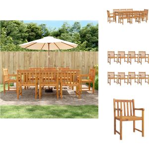 vidaXL Tuinset - Tuinsets - Loungeset - Tuintafel - 9-delige Tuinset massief acaciahout