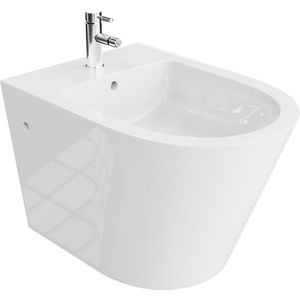LAVITA® Bidet GALVE Wandbidet - 355x510x340 - Wit Hoogglans - Gatafstand: 18 - Hangbidet voor intieme douche - Moderne Toiletdouche - Billendouche met kraangat en met overloop