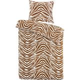 Day Dream Zebra - Flanel - Dekbedovertrek - Eenpersoons - 140x200/220 cm - Bruin