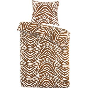 Day Dream Zebra - Flanel - Dekbedovertrek - Eenpersoons - 140x200/220 cm - Bruin