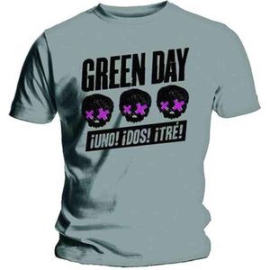 Green Day - Three Heads Better Than One Heren T-shirt - L - Grijs