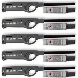 Winddichte Grijs Aansteker Set (5 stuks) incl. Navulling 18ml - Aanstekergas - Kaarsen Navulbaar - Koken & Tafelen - Barbecueaccessoires