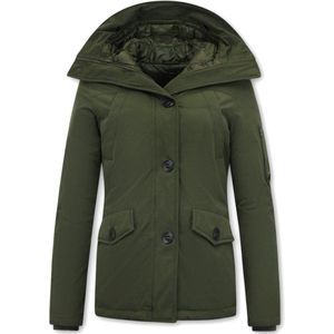 Getailleerde Winterjas Dames met Capuchon - 503 - Groen