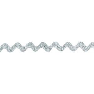 Serpentine lint 1 meter zilver glitter - zigzag lint 8mm - Stoffenboetiek