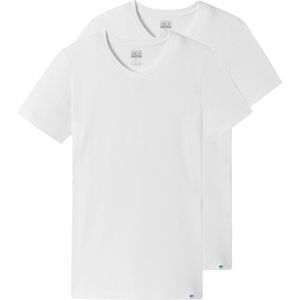 Schiesser Heren t-shirt met V-hals 2 pack Long Life Cotton - Wit - Maat M