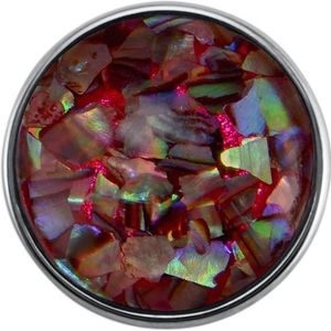 Quiges - Drukknoop 18mm Parelmoer Schelp Vlokken Mix Paars & Rood - EBCM090