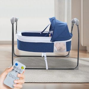 DHN Elektrische babybed - Baby Bed Automatische Swing - Babybed Met Klamboe - Intelligente Bluetooth - Elektrische babywieg - Blauw