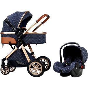 Luxe Kinderwagen 3 in 1 - Wandelwagen - Kinderwagen - Met Autostoel - Kinderwagen Maxi Cosi �– Buggy 3 in 1 - Blauw