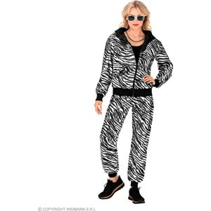 Widmann - Zebra Kostuum - Shinen Als Een Zilveren Zebra Retro Trainingspak Kostuum - Zilver - Large - Carnavalskleding - Verkleedkleding