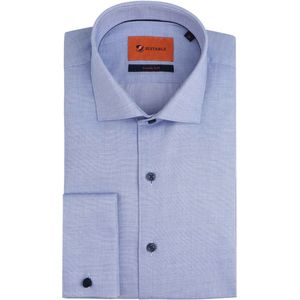 Suitable - Overhemd Dubbel Manchet Blauw - Heren - Maat 38 - Slim-fit