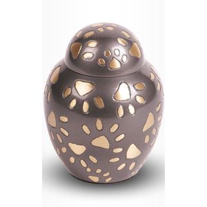 Crematie-urn | Urn voor dieren grijs met gouden pootjes | Honden of katten urn | 0.6 liter
