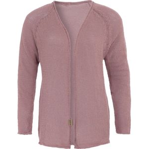 Knit Factory Jasmin Kort Gebreid Dames Vest - Lente & zomer vest - Dames cardigan gemaakt uit 80% gerecycled katoen - Oud Roze - 36/38