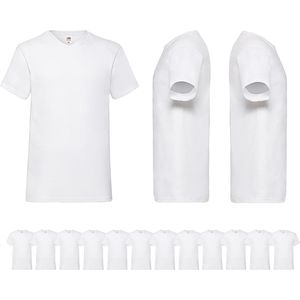 12 pack witte shirts Fruit of the Loom ronde hals maat XXXL (3XL) Valueweight