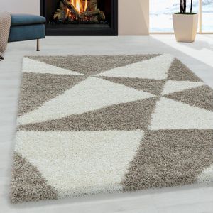 Flycarpets Azure Vloerkleed Beige / Crème - Geo Motief - Hoogpolig - 160x230 cm