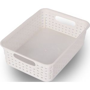 Witte Opbergbox voor Kinder- en Babykamer | Kunststof Opbergmand 1.65L | Ideaal voor Speelgoed, Kleding en Verzorgingsproducten | 14.5cm x 6cm x 25cm