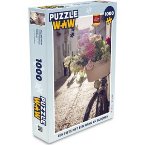 Puzzel Fiets - Mand - Bloemen - Legpuzzel - Puzzel 1000 stukjes volwassenen