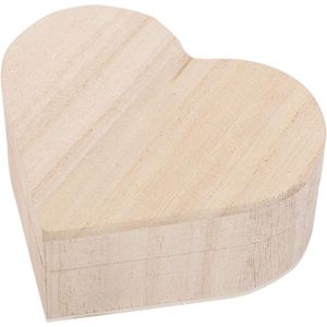 Houten Kist met Deksel - Decoratieve Hartvormige Opbergdoos - Moederdag Valentijnsdag - 10 X 9 X 42 Cm .