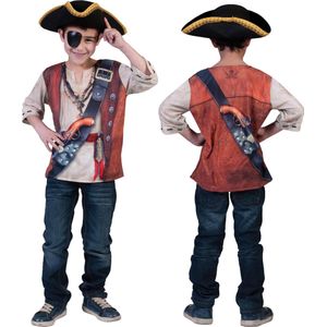 Kostuum | 3D T Shirt Piraat | Jongens| Maat 4-5Y | Verkleedkleding
