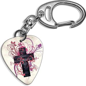 Plectrum sleutelhanger Kruis Jezus Christus