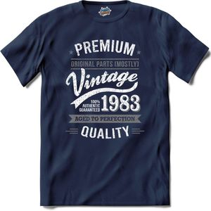 Vintage Legend Sinds 1983 - verjaardag en feest cadeau - Kado tip - T-Shirt - Unisex - Navy Blue - Maat XXL