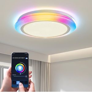 Aigostar 10I2F- Slimme Plafonnière Badkamer - Smart Plafondlamp - Ø 39 cm - IP44 - Dimbaar - Appbesturing - RGBW - 27W