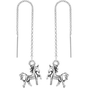 Zilveren oorbellen | Chain oorbellen | Zilveren chain oorbellen, paard