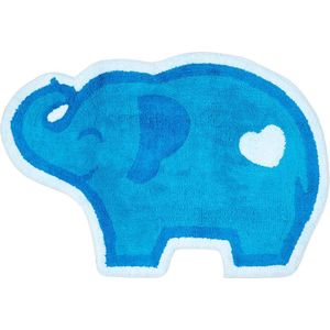 Homescapes kindervloerkleed blauwe olifant 100% katoen
